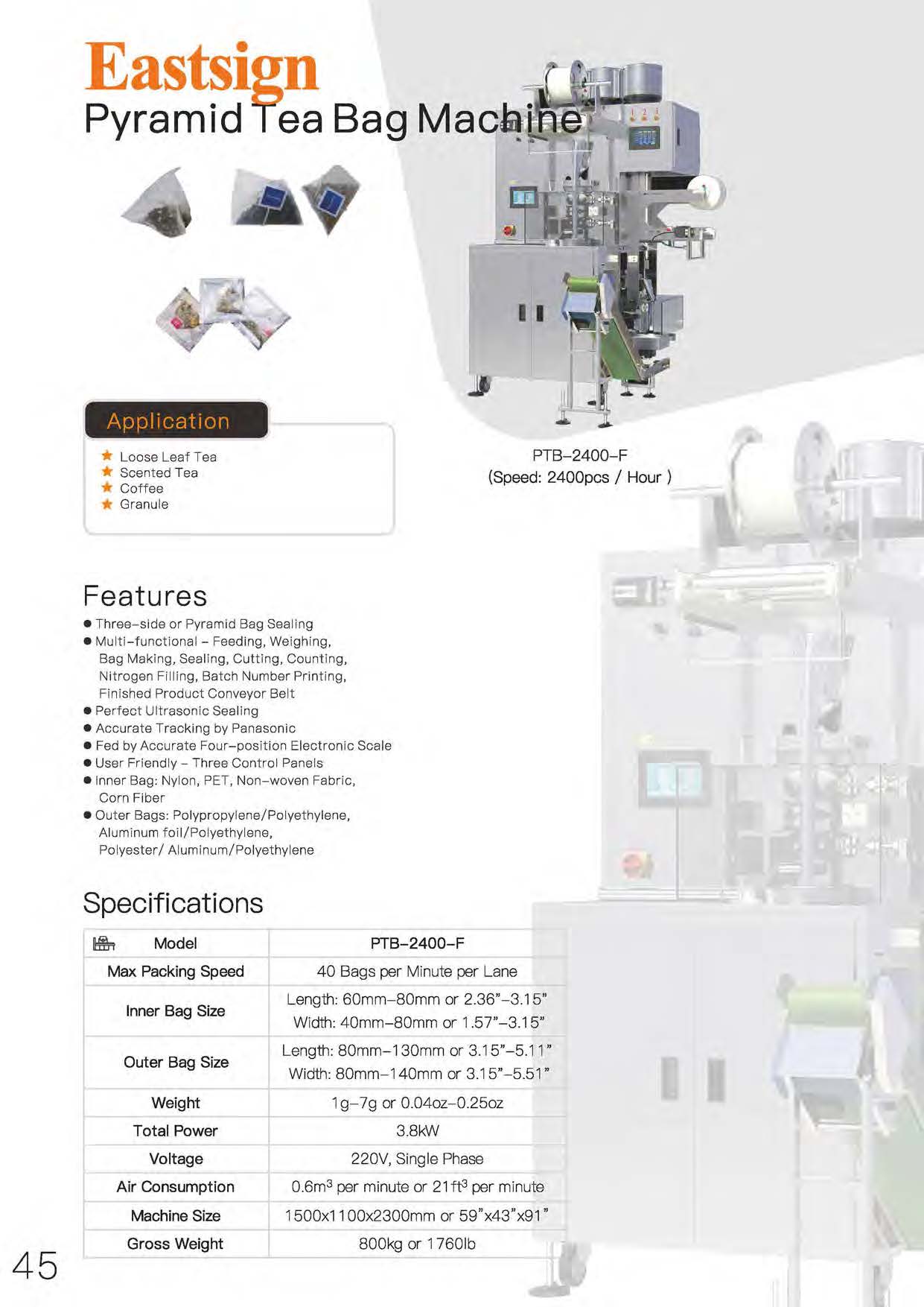 Eastsign - Pyramid Tea Bag Machine PTB 50