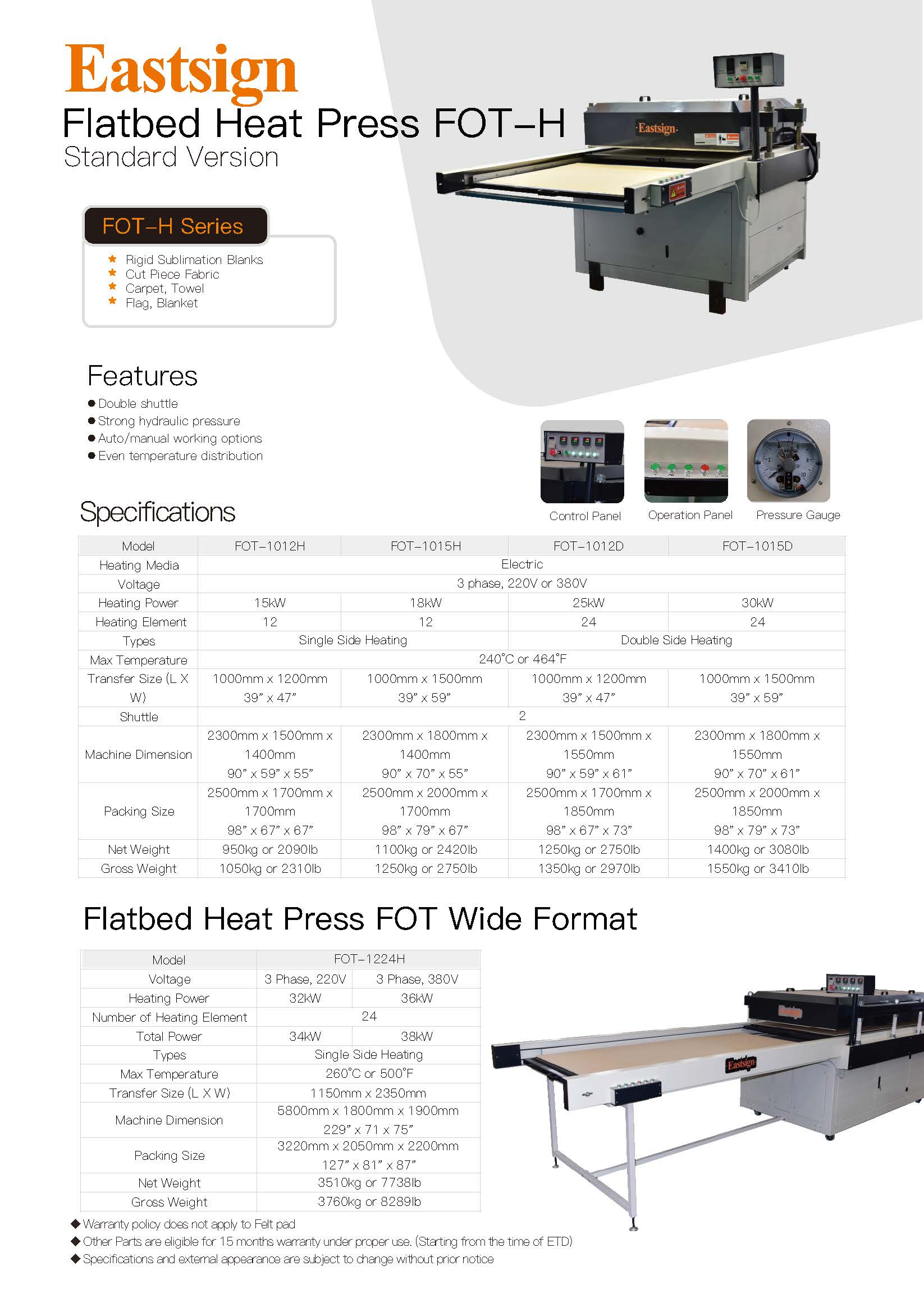  Flatbed Heat Press - FOT-H